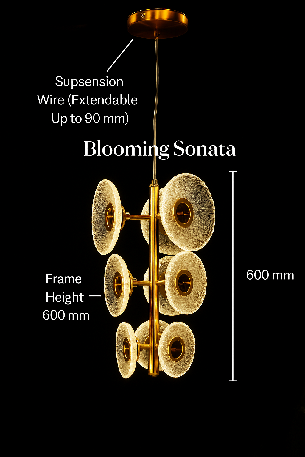 Blooming Sonata (Glass, Gold) Hanging Light